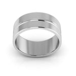 10K White Gold 8mm grooved design wedding band - DELLAFORA