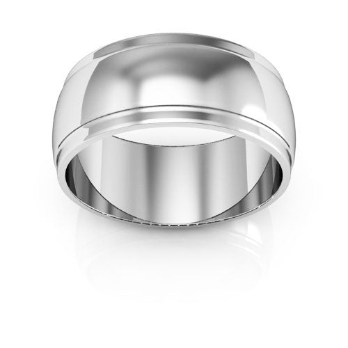 10K White Gold 8mm half round edge design wedding band - DELLAFORA