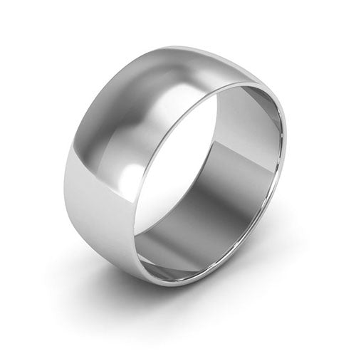 10K White Gold 8mm half round wedding band - DELLAFORA