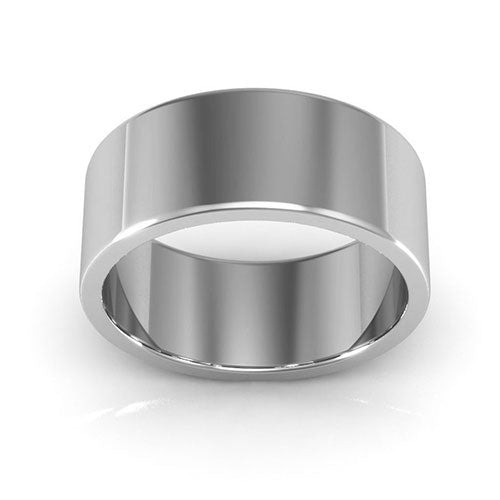 10K White Gold 8mm heavy weight flat wedding band - DELLAFORA