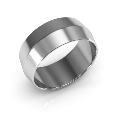 10K White Gold 8mm knife edge wedding band - DELLAFORA