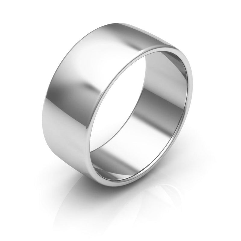 10K White Gold 8mm low dome wedding band - DELLAFORA