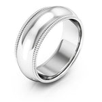 10K White Gold 8mm milgrain comfort fit wedding band - DELLAFORA