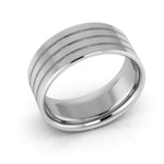 10K White Gold 8mm rigged flat comfort fit wedding band - DELLAFORA