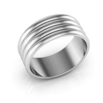 10K White Gold 8mm rigged half round wedding band - DELLAFORA