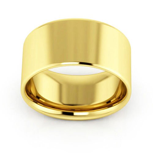 10K Yellow Gold 10mm heavy weight flat comfort fit wedding band - DELLAFORA