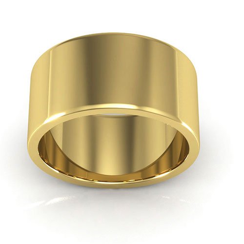 10K Yellow Gold 10mm heavy weight flat wedding band - DELLAFORA