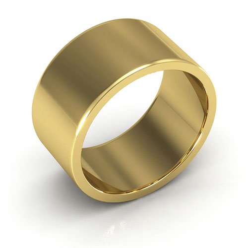 10K Yellow Gold 10mm heavy weight flat wedding band - DELLAFORA