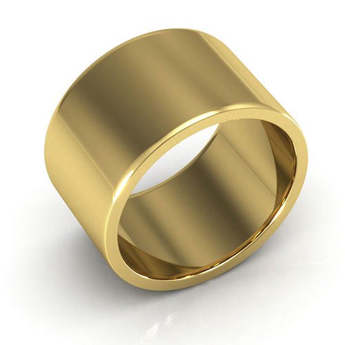 10K Yellow Gold 12mm heavy weight flat wedding band - DELLAFORA