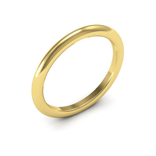 10K Yellow Gold 2mm heavy weight half round comfort fit wedding band - DELLAFORA