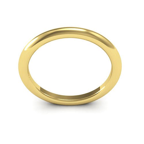 10K Yellow Gold 2mm heavy weight half round comfort fit wedding band - DELLAFORA