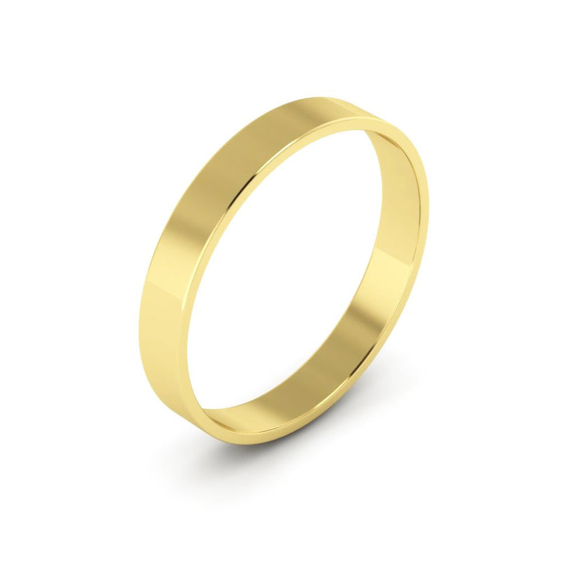 10K Yellow Gold 3mm extra light flat wedding bands - DELLAFORA