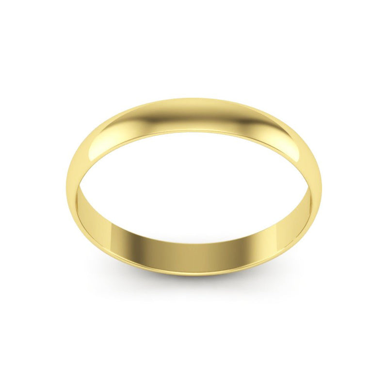 10K Yellow Gold 3mm extra light half round wedding bands - DELLAFORA