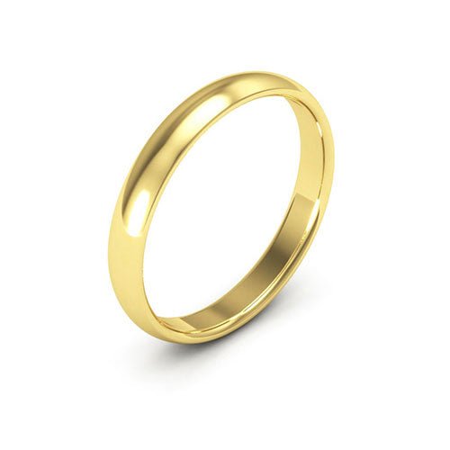 10K Yellow Gold 3mm half round comfort fit wedding band - DELLAFORA