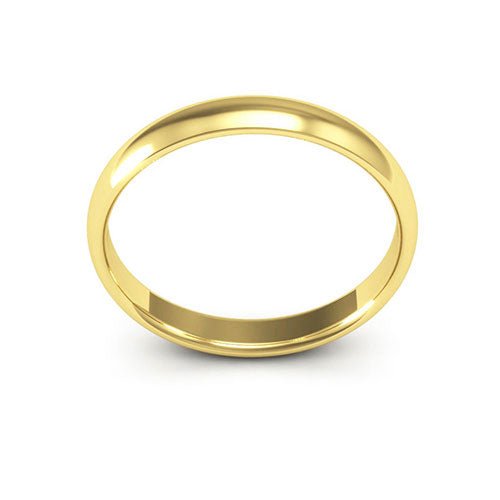 10K Yellow Gold 3mm half round comfort fit wedding band - DELLAFORA