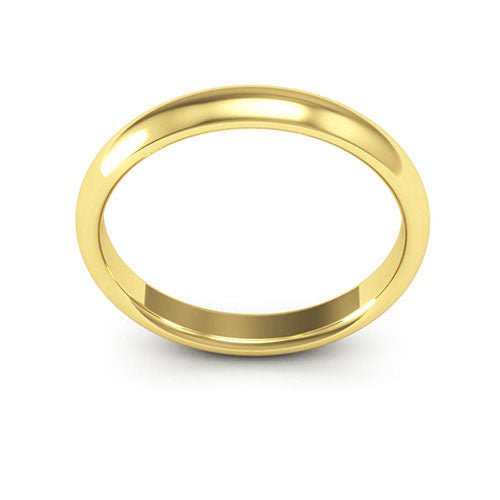 10K Yellow Gold 3mm half round comfort fit wedding band - DELLAFORA