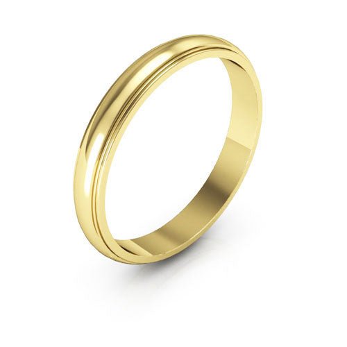 10K Yellow Gold 3mm half round edge design wedding band - DELLAFORA