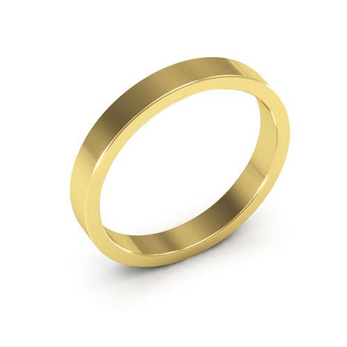 10K Yellow Gold 3mm heavy weight flat wedding band - DELLAFORA