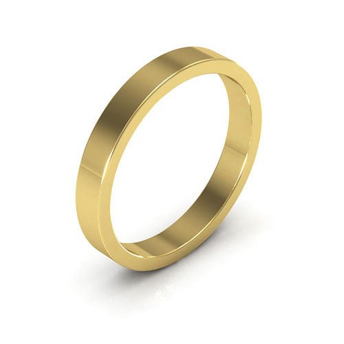 10K Yellow Gold 3mm heavy weight flat wedding band - DELLAFORA