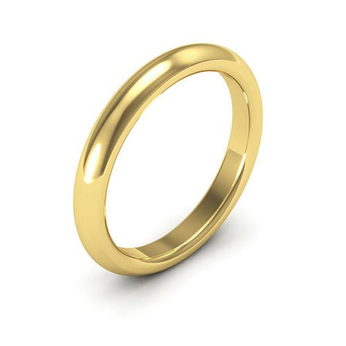 10K Yellow Gold 3mm heavy weight half round comfort fit wedding band - DELLAFORA