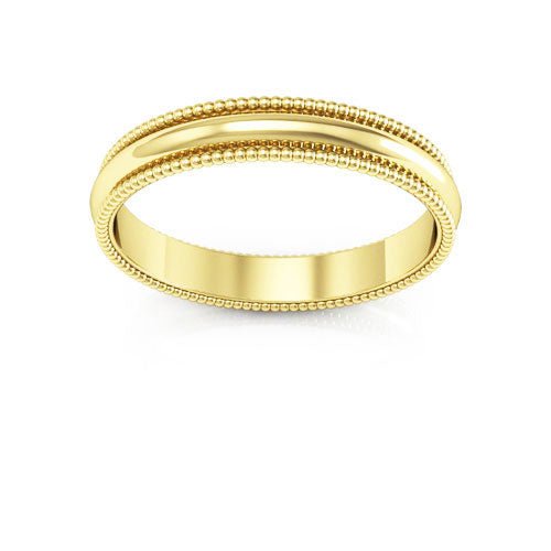 10K Yellow Gold 3mm milgrain wedding band - DELLAFORA