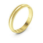 10K Yellow Gold 3mm milgrain wedding band - DELLAFORA