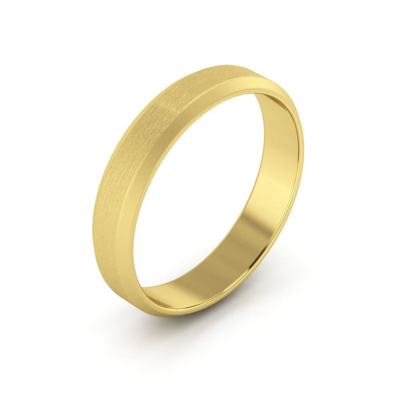 10K Yellow Gold 4mm beveled edge satin center wedding band - DELLAFORA