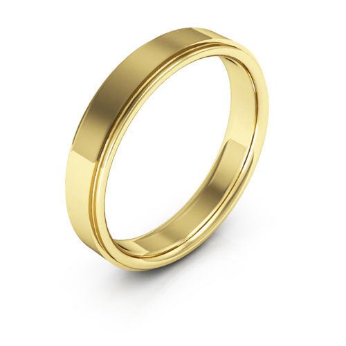 10K Yellow Gold 4mm flat edge design comfort fit wedding band - DELLAFORA