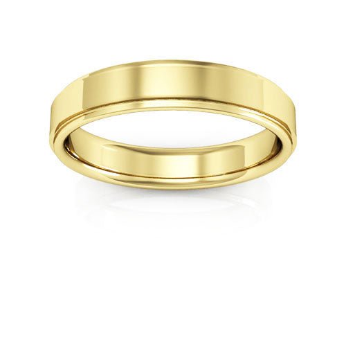 10K Yellow Gold 4mm flat edge design comfort fit wedding band - DELLAFORA