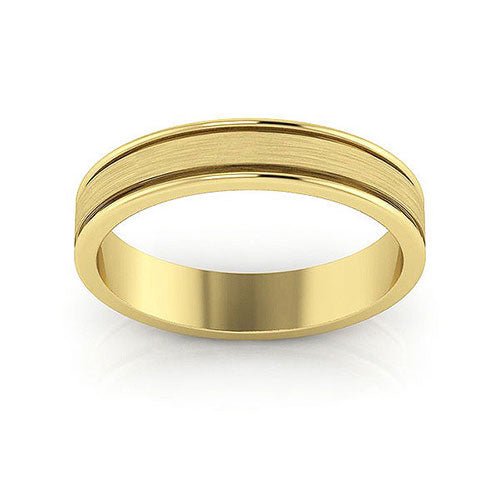 10K Yellow Gold 4mm raised edge design brushed center wedding band - DELLAFORA