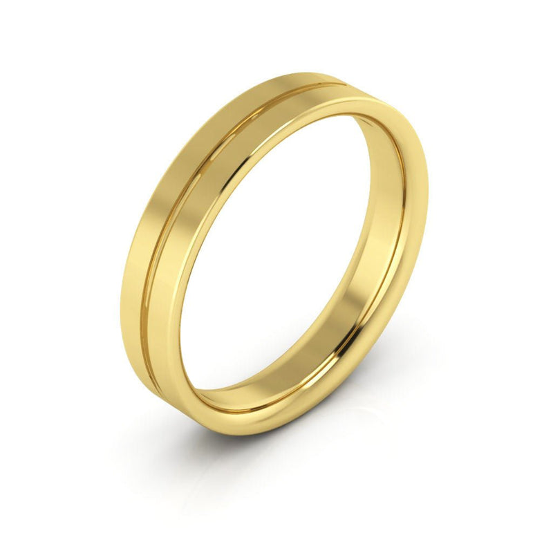 10K Yellow Gold 4mm rigged flat comfort fit wedding band - DELLAFORA