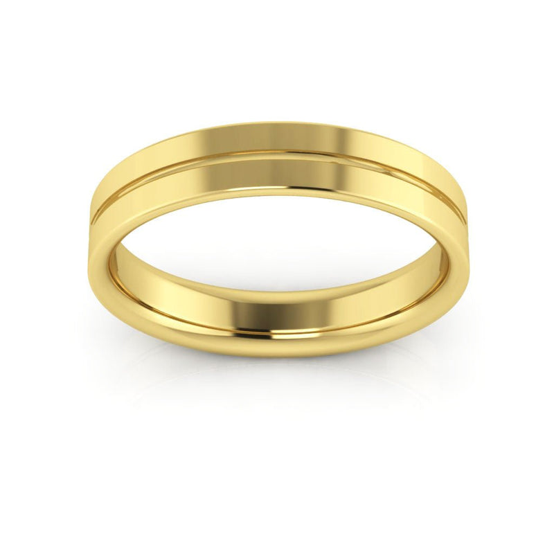 10K Yellow Gold 4mm rigged flat comfort fit wedding band - DELLAFORA