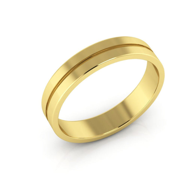 10K Yellow Gold 4mm rigged flat wedding band - DELLAFORA