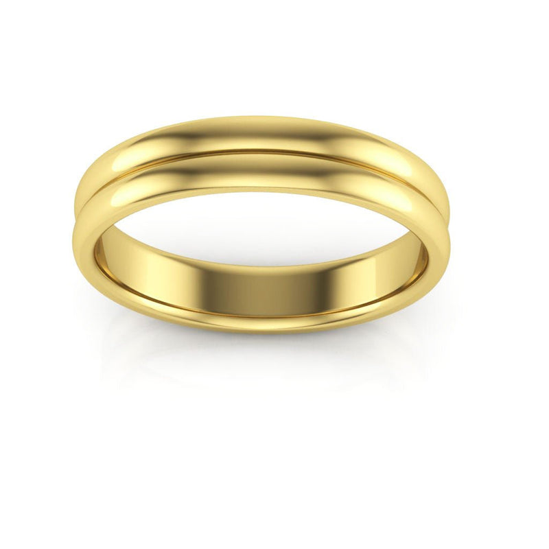 10K Yellow Gold 4mm rigged half round comfort fit wedding band - DELLAFORA