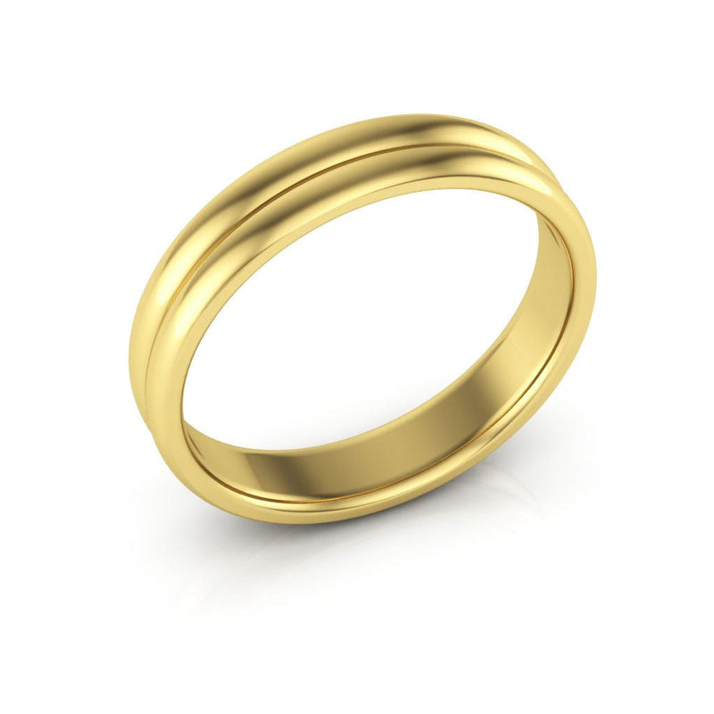 10K Yellow Gold 4mm rigged half round comfort fit wedding band - DELLAFORA