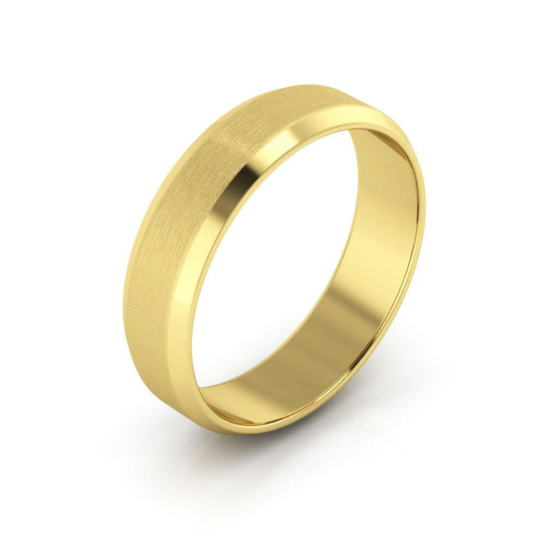 10K Yellow Gold 5mm beveled edge satin center wedding band - DELLAFORA