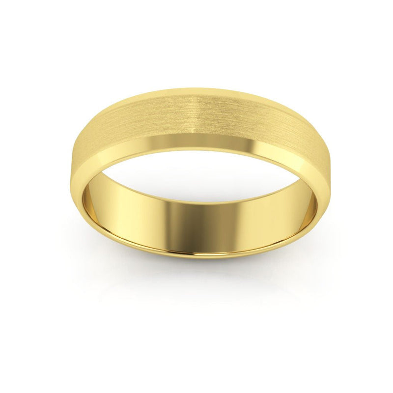 10K Yellow Gold 5mm beveled edge satin center wedding band - DELLAFORA