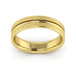 10K Yellow Gold 5mm grooved design brushed comfort fit wedding band - DELLAFORA