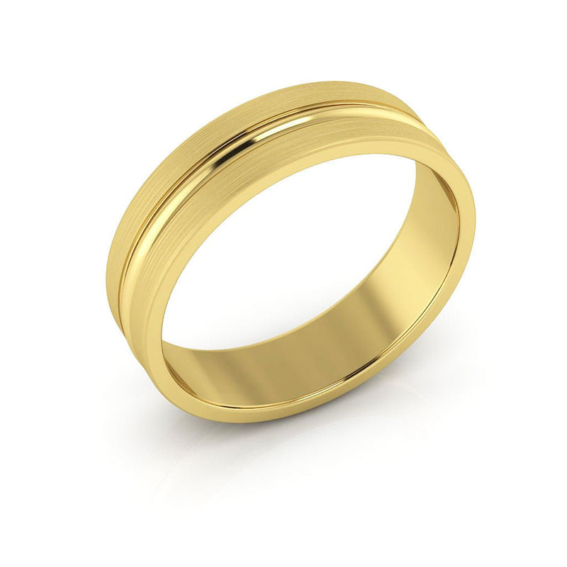 10K Yellow Gold 5mm grooved design brushed wedding band - DELLAFORA