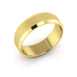 10K Yellow Gold 6mm beveled edge satin center wedding band - DELLAFORA