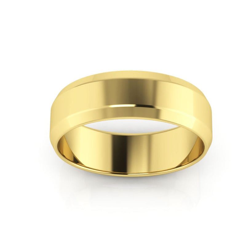 10K Yellow Gold 6mm beveled edge wedding band - DELLAFORA