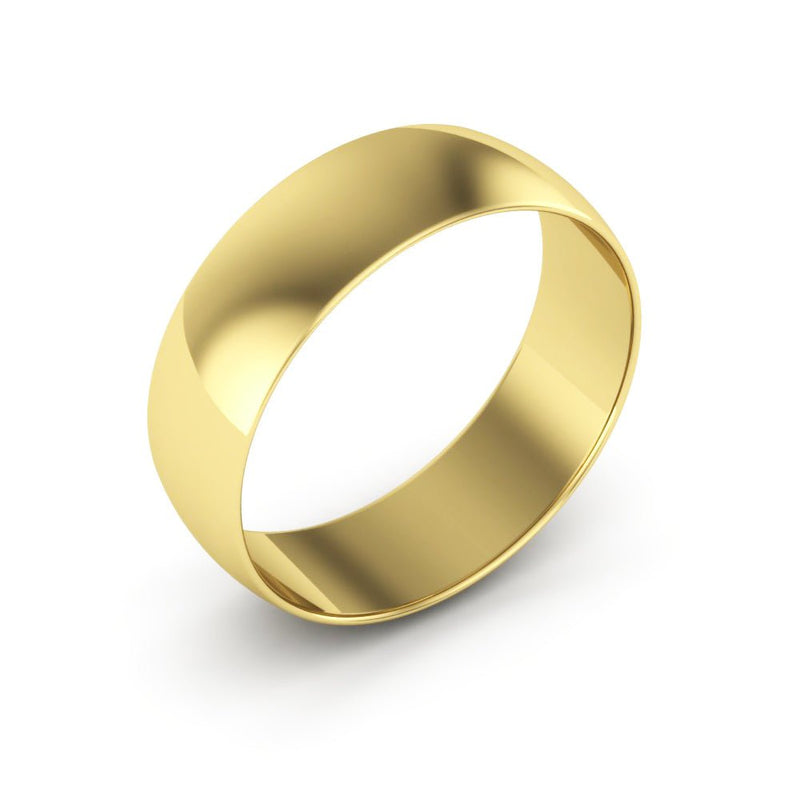 10K Yellow Gold 6mm extra light half round wedding bands - DELLAFORA