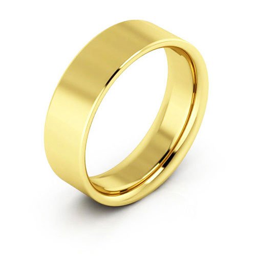 10K Yellow Gold 6mm flat comfort fit wedding band - DELLAFORA