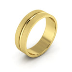 10K Yellow Gold 6mm grooved design brushed wedding band - DELLAFORA