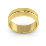 10K Yellow Gold 6mm grooved design brushed wedding band - DELLAFORA