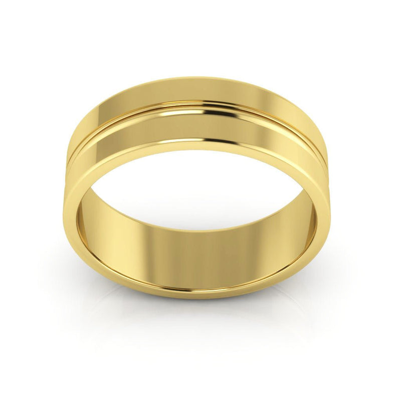 10K Yellow Gold 6mm grooved design wedding band - DELLAFORA