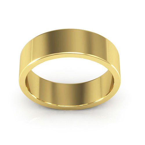 10K Yellow Gold 6mm heavy weight flat wedding band - DELLAFORA