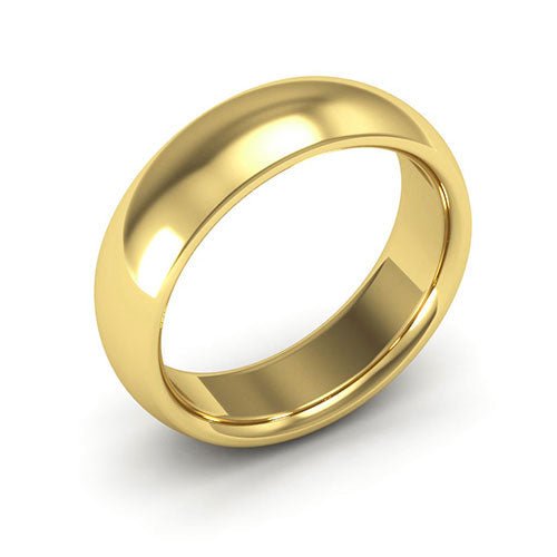 10K Yellow Gold 6mm heavy weight half round comfort fit wedding band - DELLAFORA