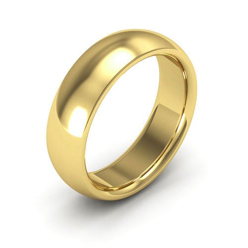 10K Yellow Gold 6mm heavy weight half round comfort fit wedding band - DELLAFORA