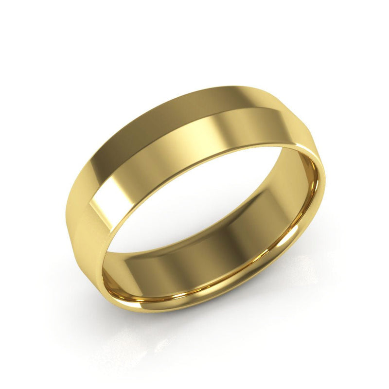 10K Yellow Gold 6mm knife edge comfort fit wedding band - DELLAFORA